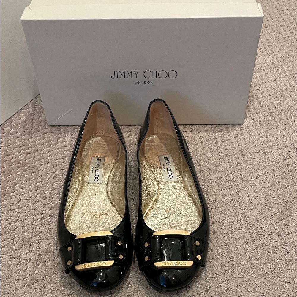 Jimmy Choo Morse Patent Black Flat